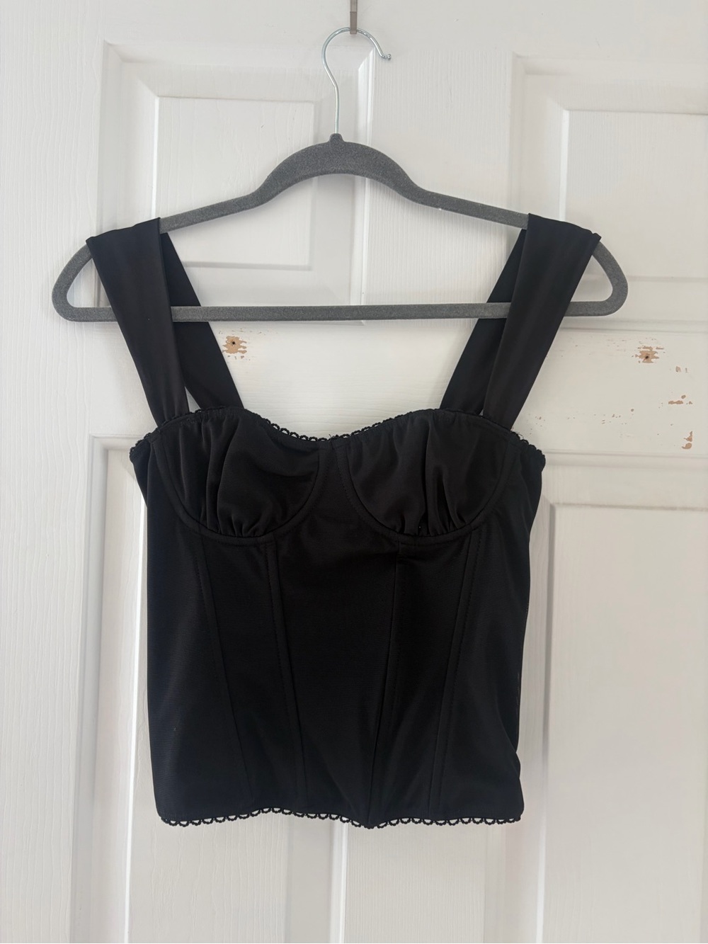 Edikted Black Bustier Crop Top with Wide Straps